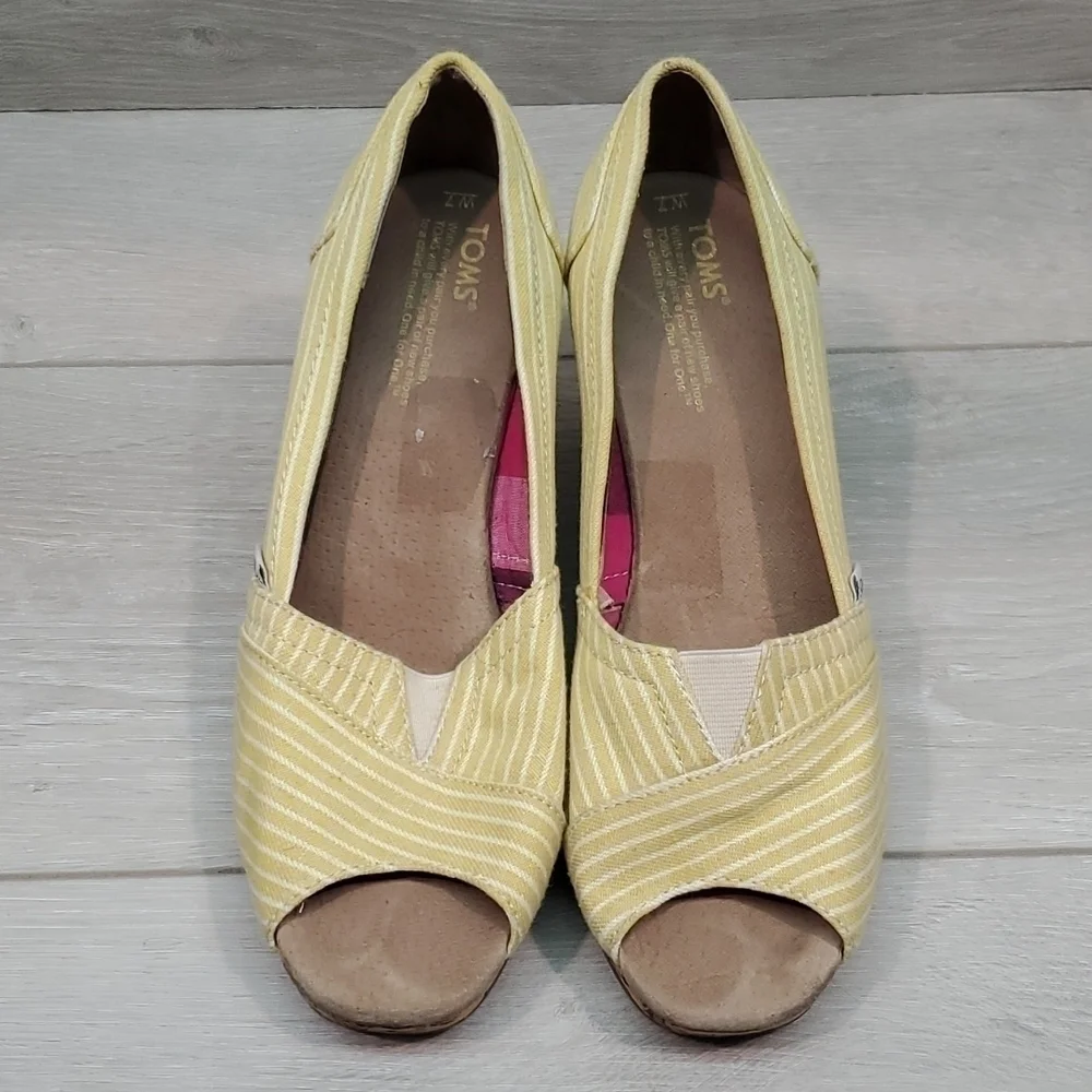Toms Women Espadrille Stripe Wedge Comfort Sandals shoes sz 7